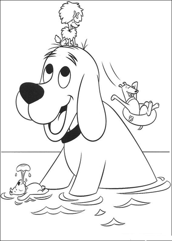 Clifford And Friends In The Sea Coloring Page